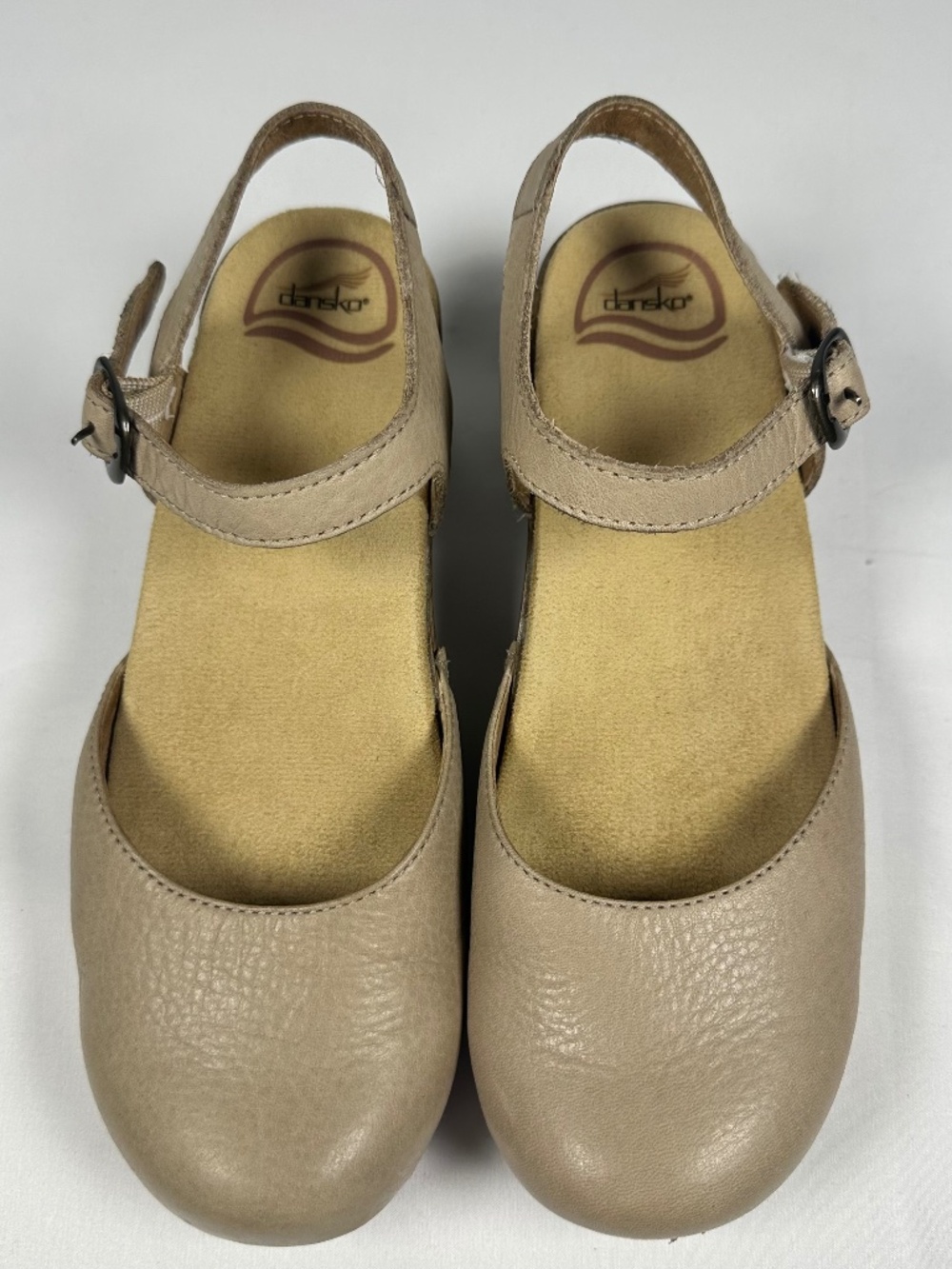 Dansko Sam Sand Dollar Leather Clog Mary Jane Sandals Taupe EU 38 US 7.5-8